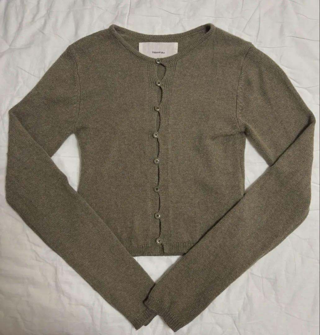 TODAYFUL Cashmere Compact Cardigan オリーブ