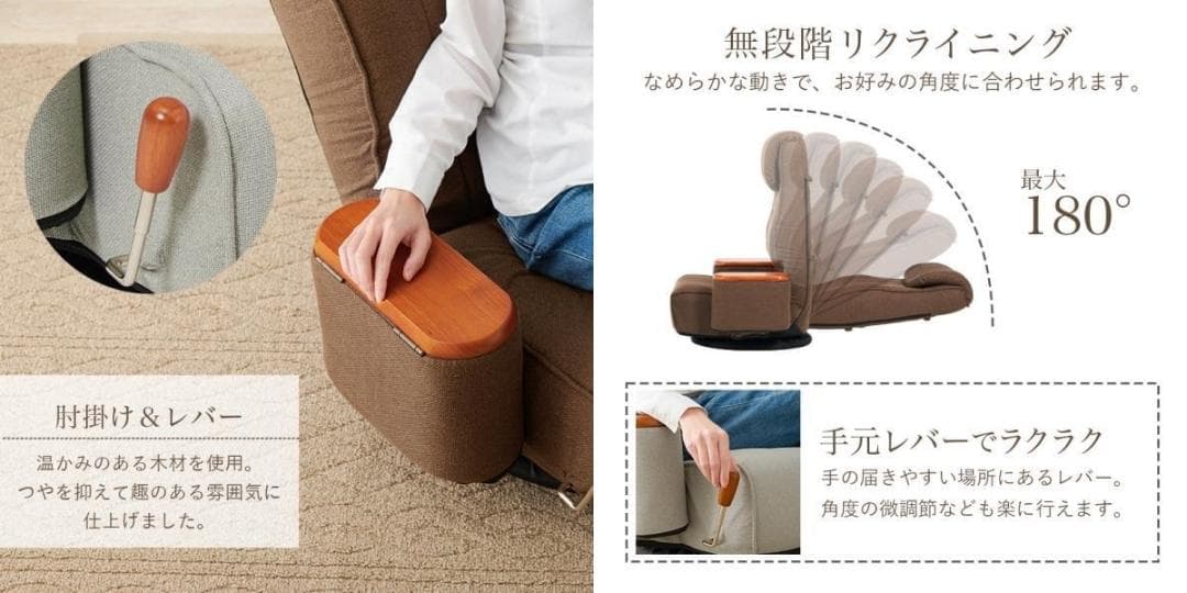 送料無料新品高級回転リクライニングハイバックポケットコイル座椅子【グレーGY】