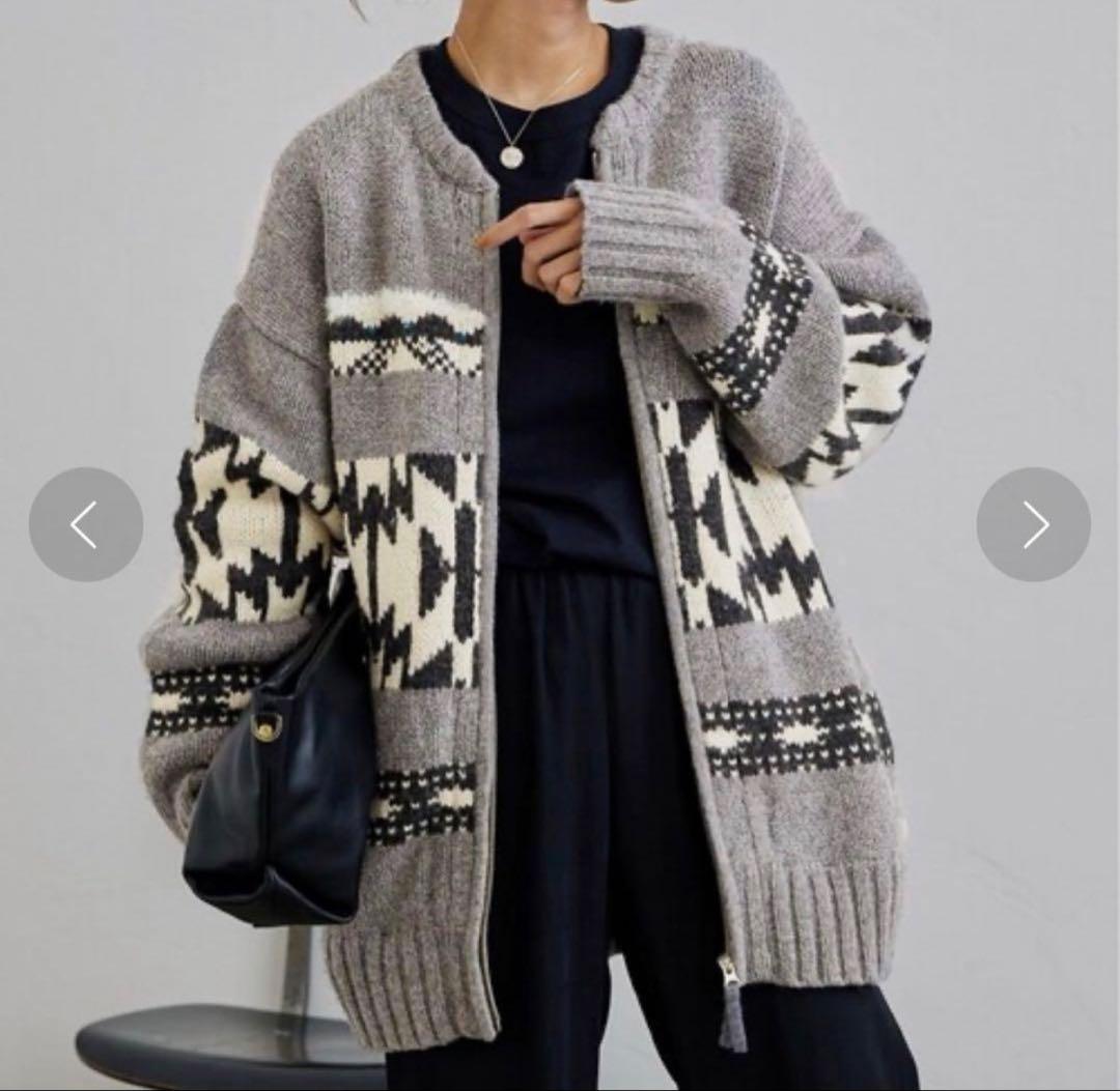 フレームワーク ジャガードZIPカーディガン