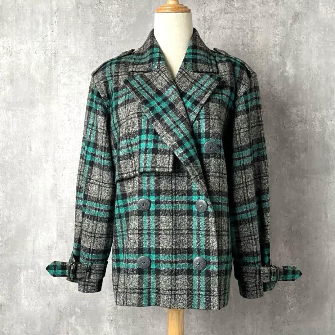 クリスチャンディオール ツイード チェック柄 ウール テーラード ジャケット