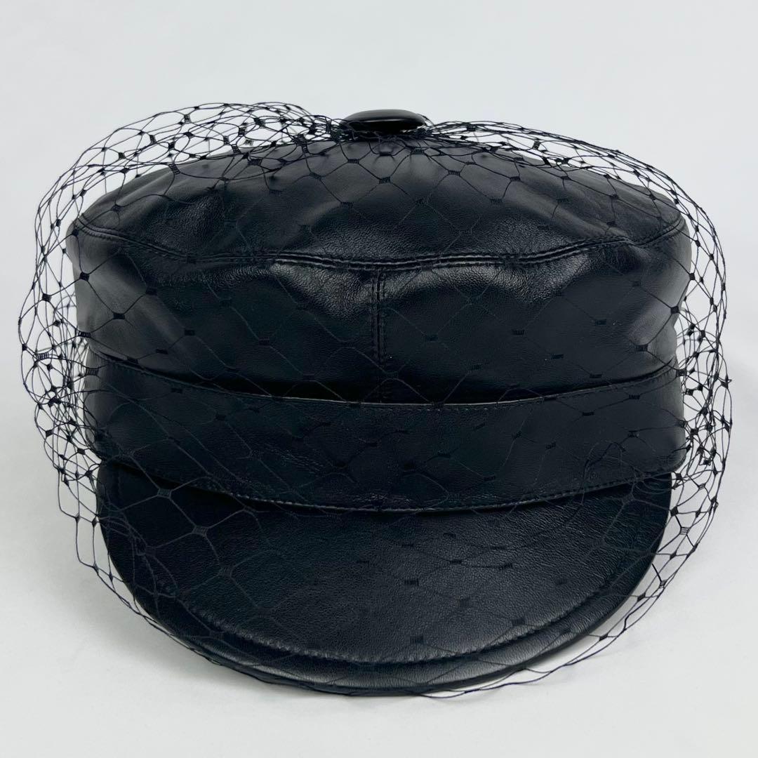 極美品 クリスチャンディオール アーティ キャスケット レザー ベール ブラック