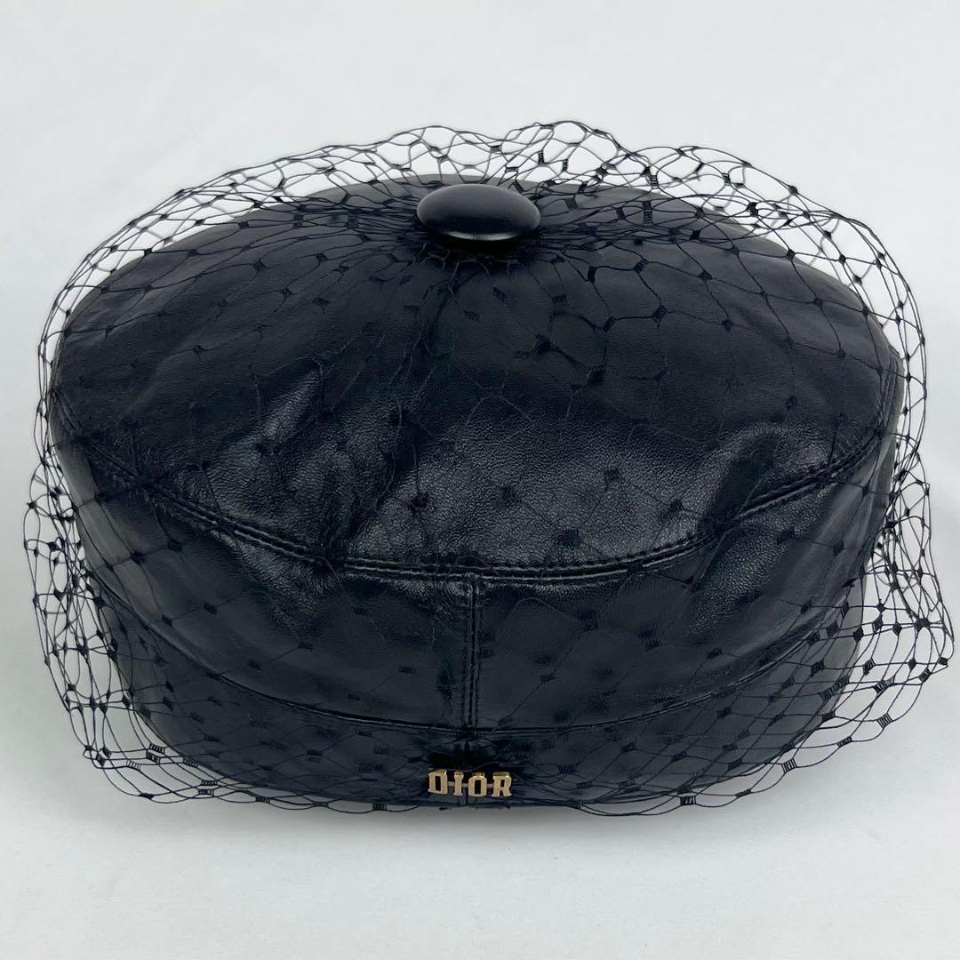 極美品 クリスチャンディオール アーティ キャスケット レザー ベール ブラック