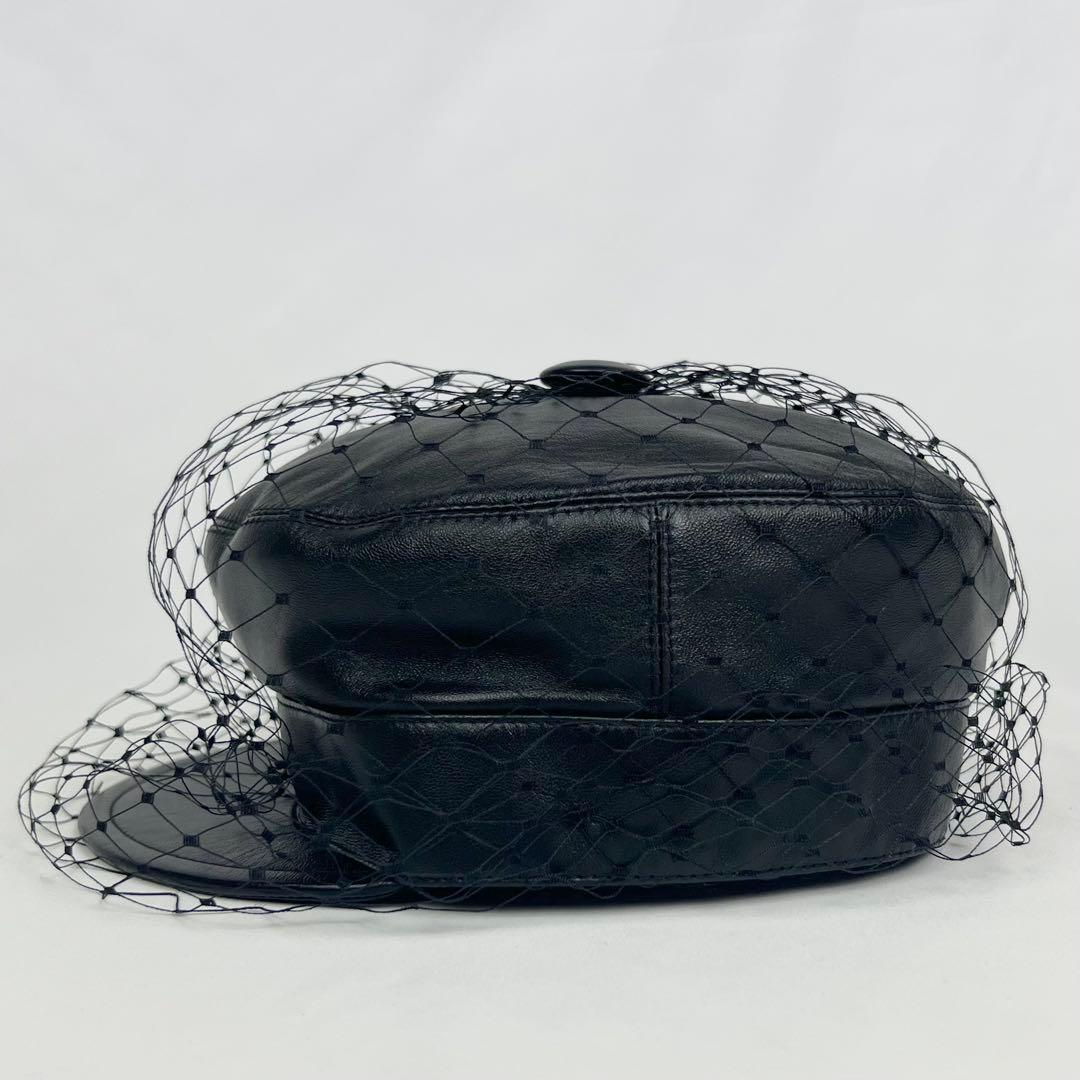 極美品 クリスチャンディオール アーティ キャスケット レザー ベール ブラック