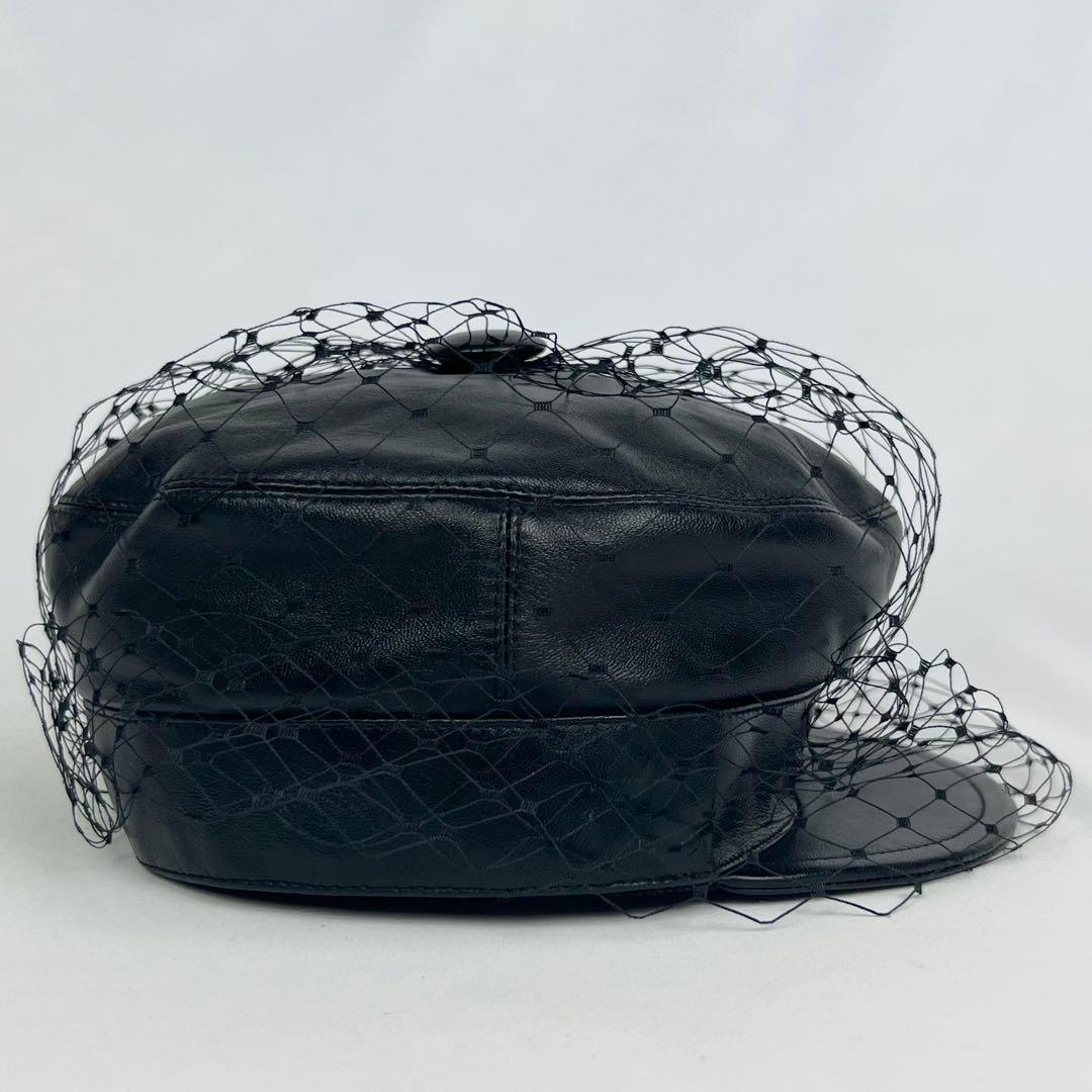 極美品 クリスチャンディオール アーティ キャスケット レザー ベール ブラック
