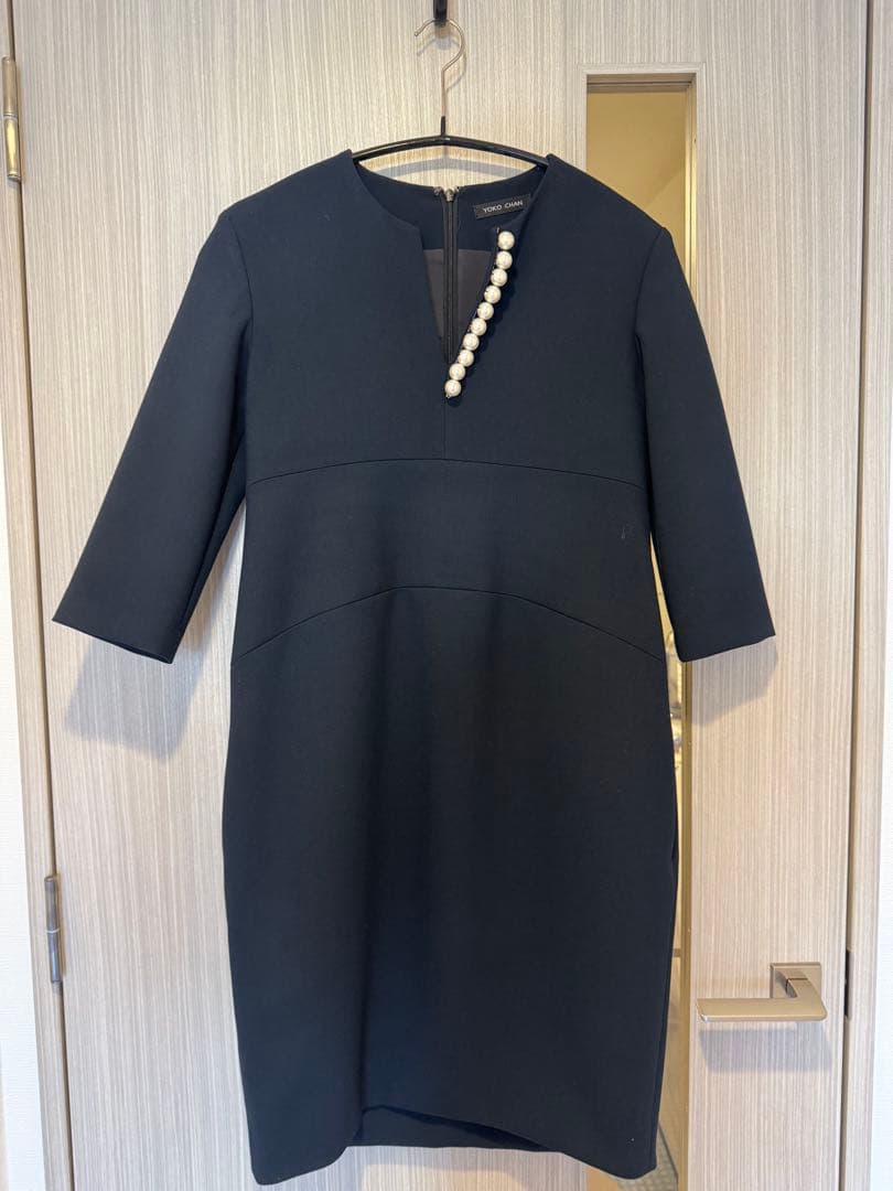 YOKO CHAN ネイビーひざ丈ワンピース