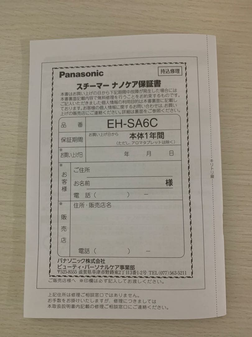 パナソニック Panasonic EH-SA6C-N スチーマー