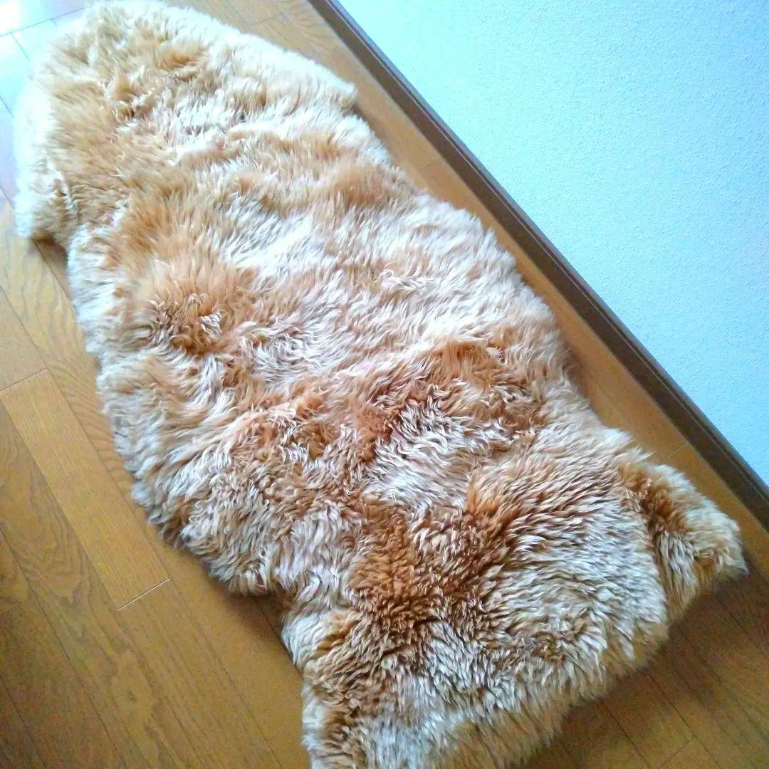 【16日まで】ムートン　羊毛　ラグ　ファー　マット　ベージュブラウン　敷物