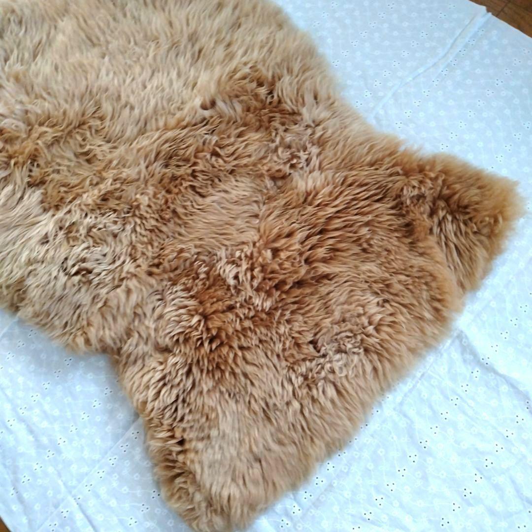 【16日まで】ムートン　羊毛　ラグ　ファー　マット　ベージュブラウン　敷物