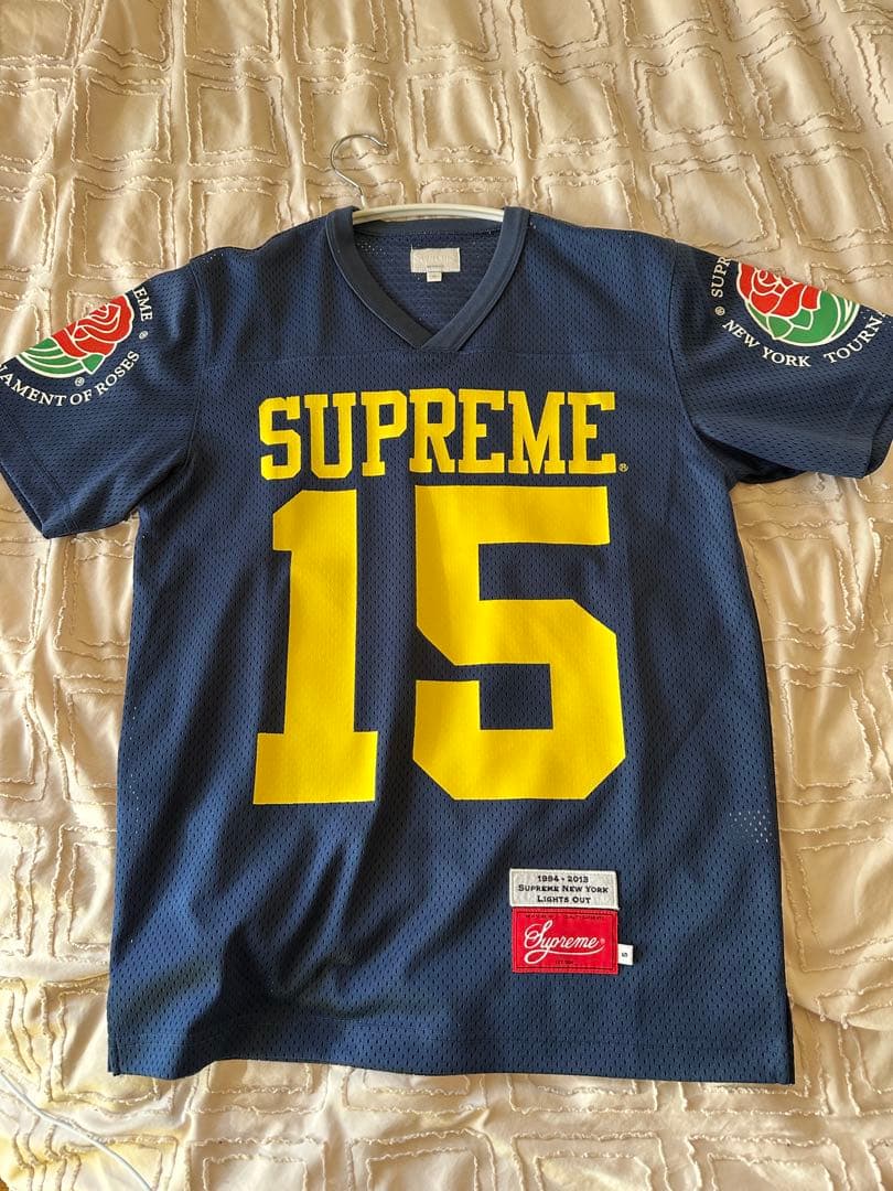 SUPREME メッシュJersey サイズs ネイビー　yellow