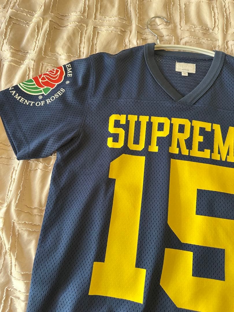 SUPREME メッシュJersey サイズs ネイビー　yellow