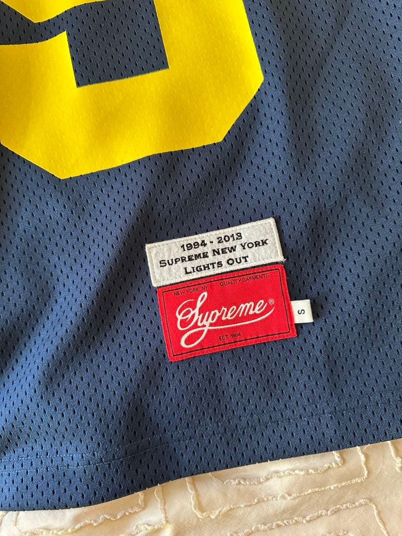 SUPREME メッシュJersey サイズs ネイビー　yellow