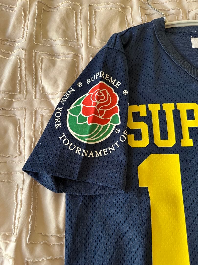 SUPREME メッシュJersey サイズs ネイビー　yellow