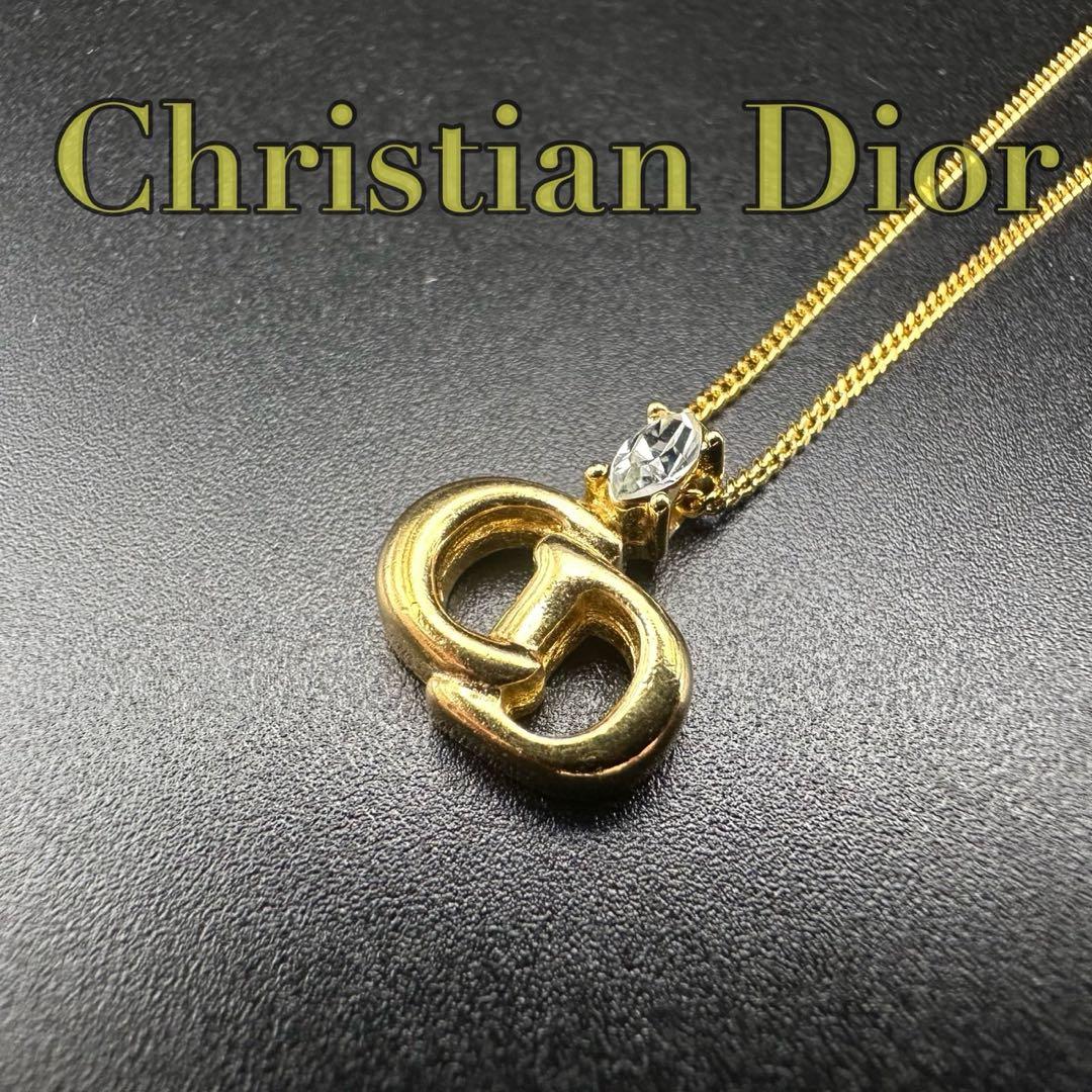 極美品✨　Dior　ネックレス　CD ロゴ　ラインストーン　希少　刻印　1586
