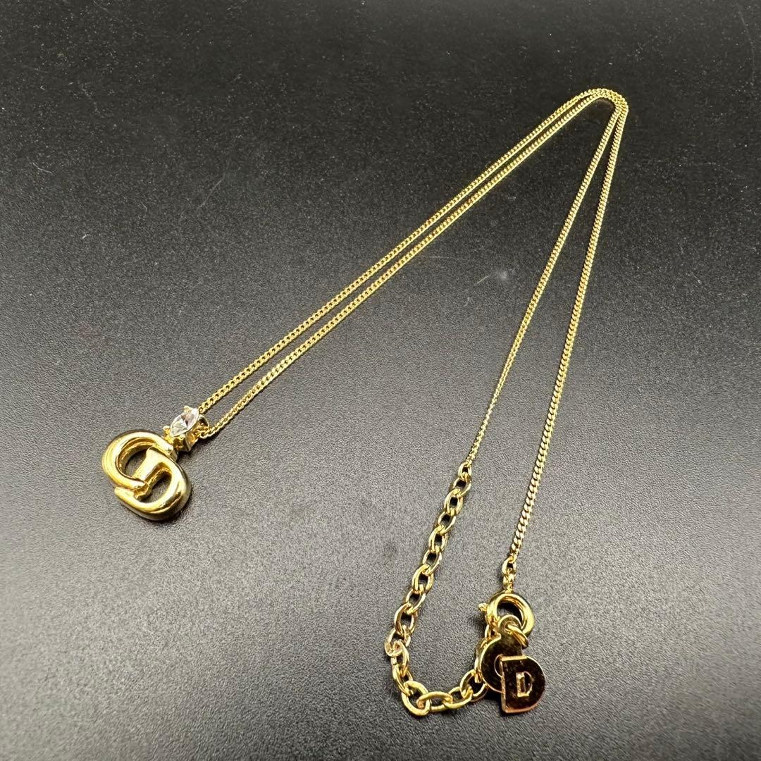 極美品✨　Dior　ネックレス　CD ロゴ　ラインストーン　希少　刻印　1586