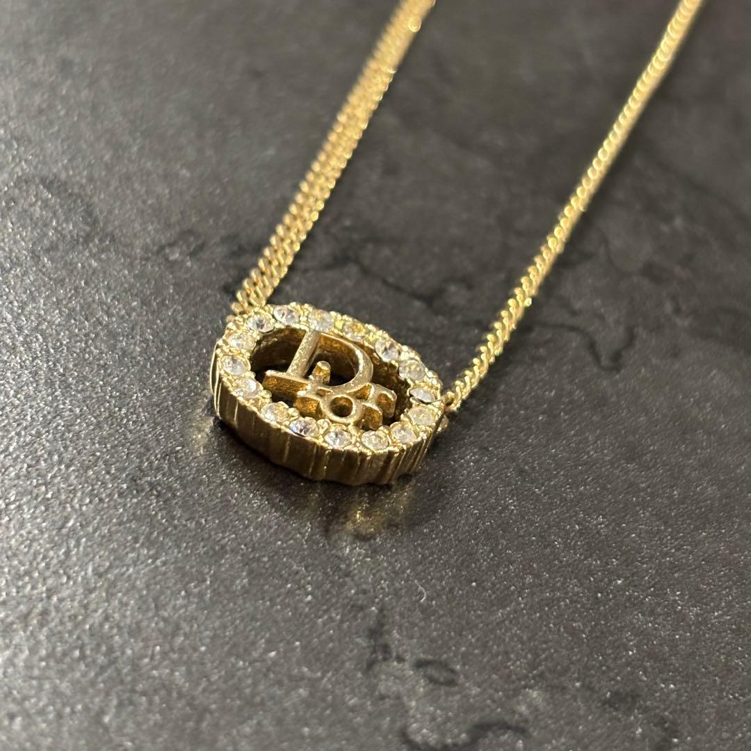 美品　クリスチャンディオール　ラインストーン　ネックレス　ゴールド