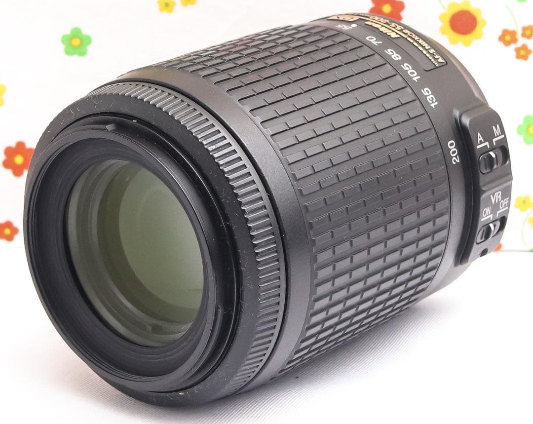美品 ニコン Nikon AF-S 55-200m☆望遠レンズ☆レンズフード付
