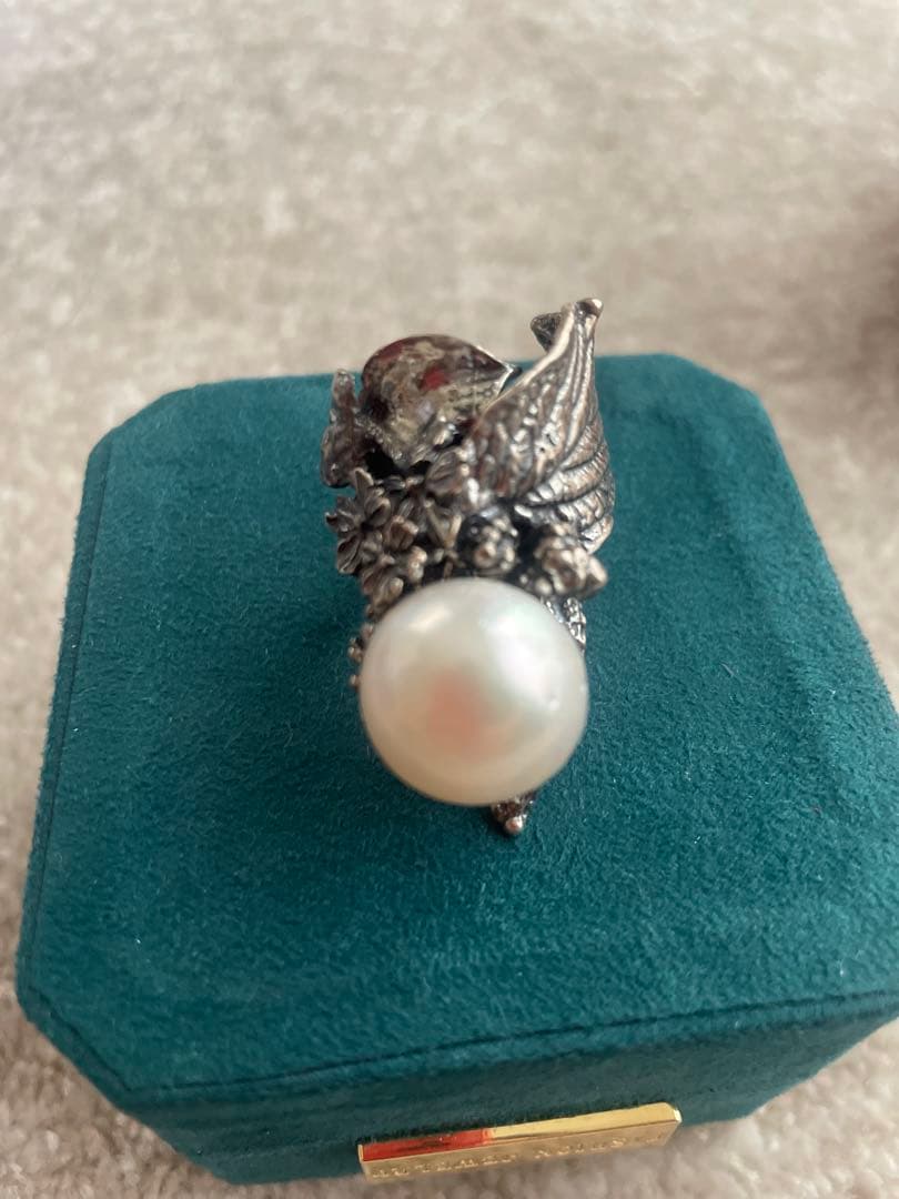 原岡ケンゾ先生ハンドメイド　 真珠付き リング