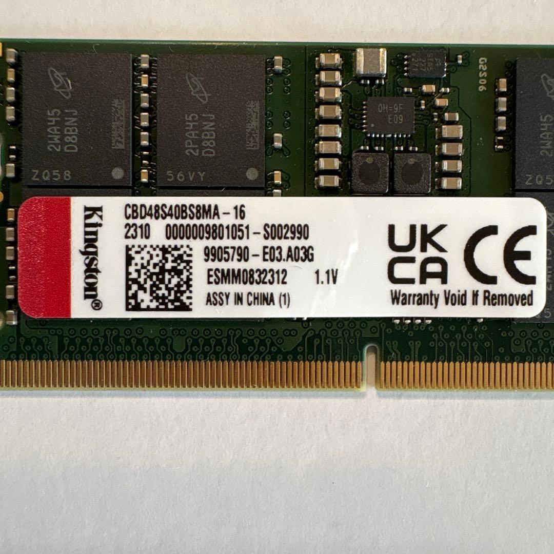 ノートPC用メモリ DDR5 32GB（16GB×2枚）4800MT/s