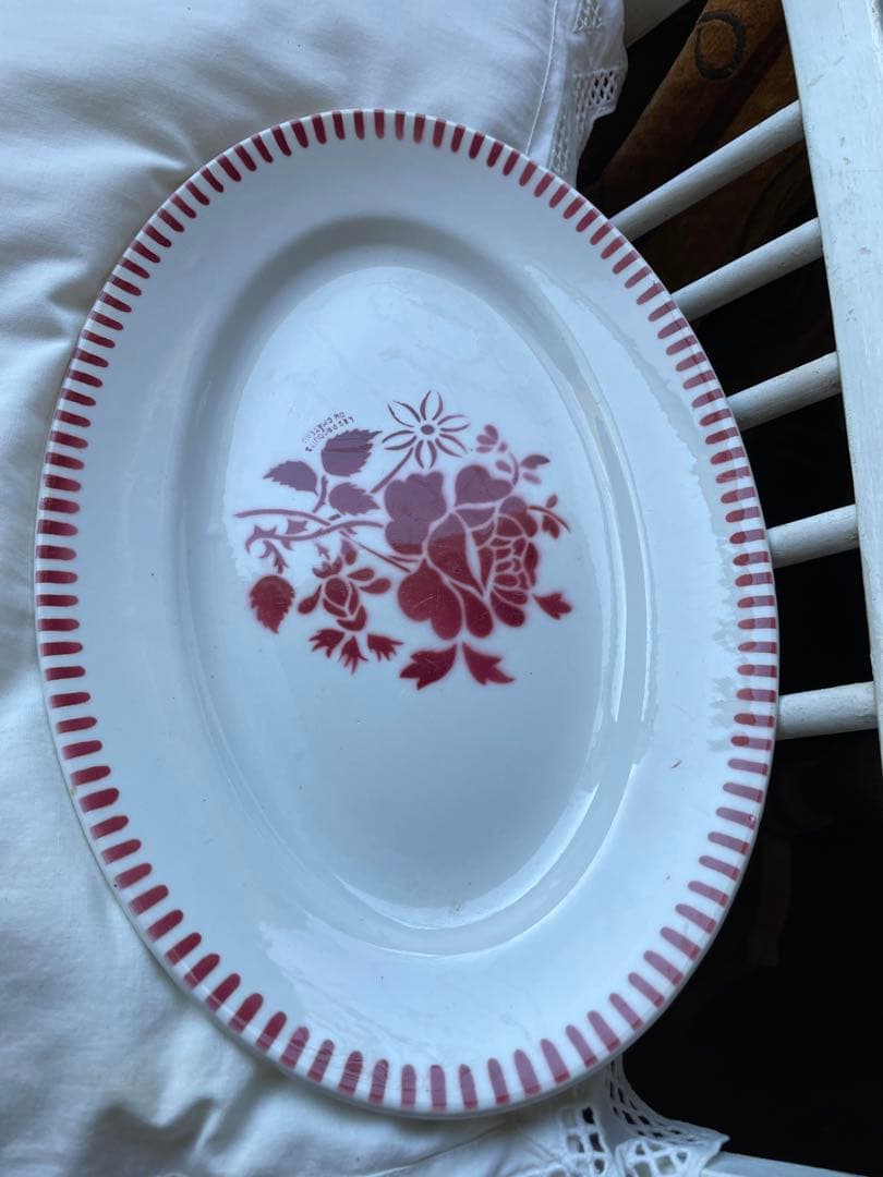murakawa 陶器　リュネビル　オーバル　楕円形　大皿　薔薇　ラヴィエ
