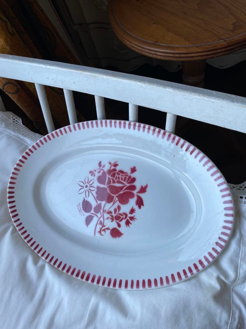 murakawa 陶器　リュネビル　オーバル　楕円形　大皿　薔薇　ラヴィエ
