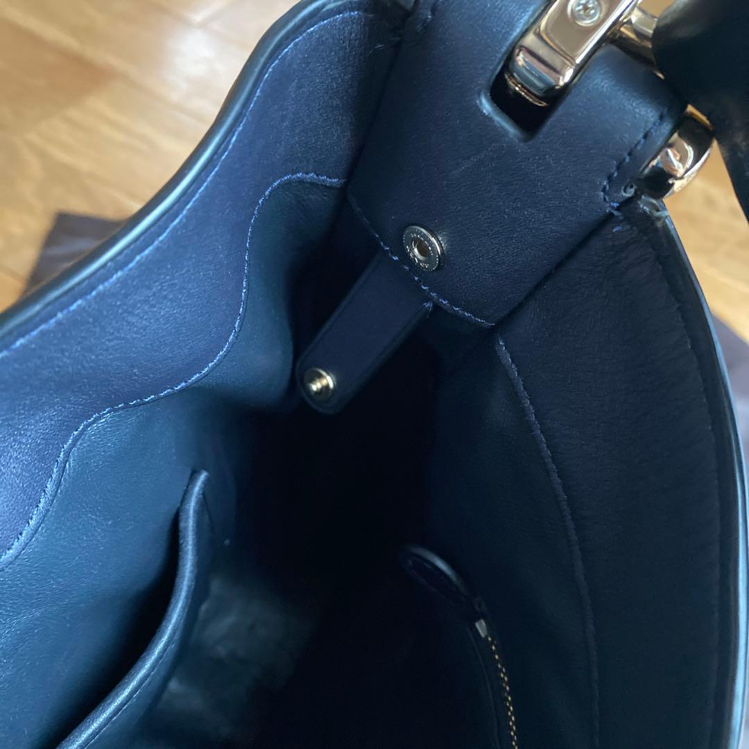 COACH コーチ ネイビー レザーショルダーバッグ