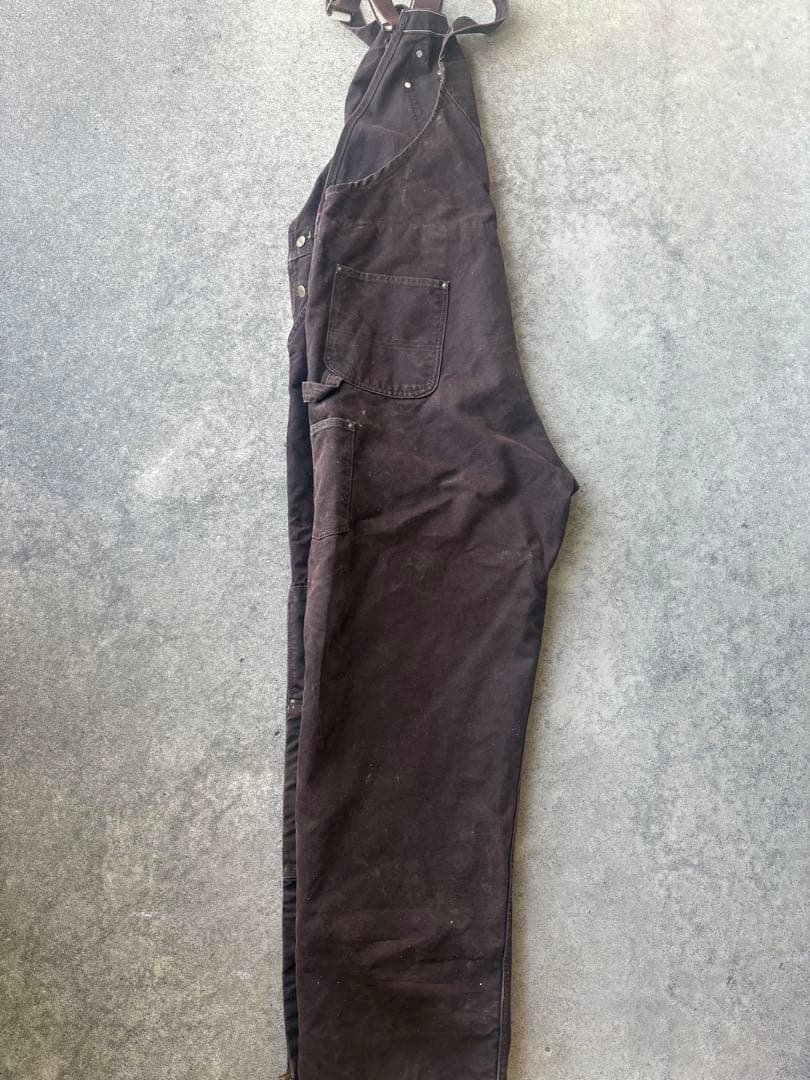 Carhartt ブラウンオーバーオール　ダック地　ダブルニー　良フェード
