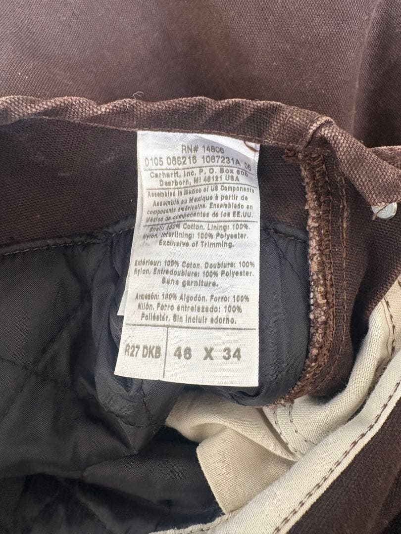 Carhartt ブラウンオーバーオール　ダック地　ダブルニー　良フェード