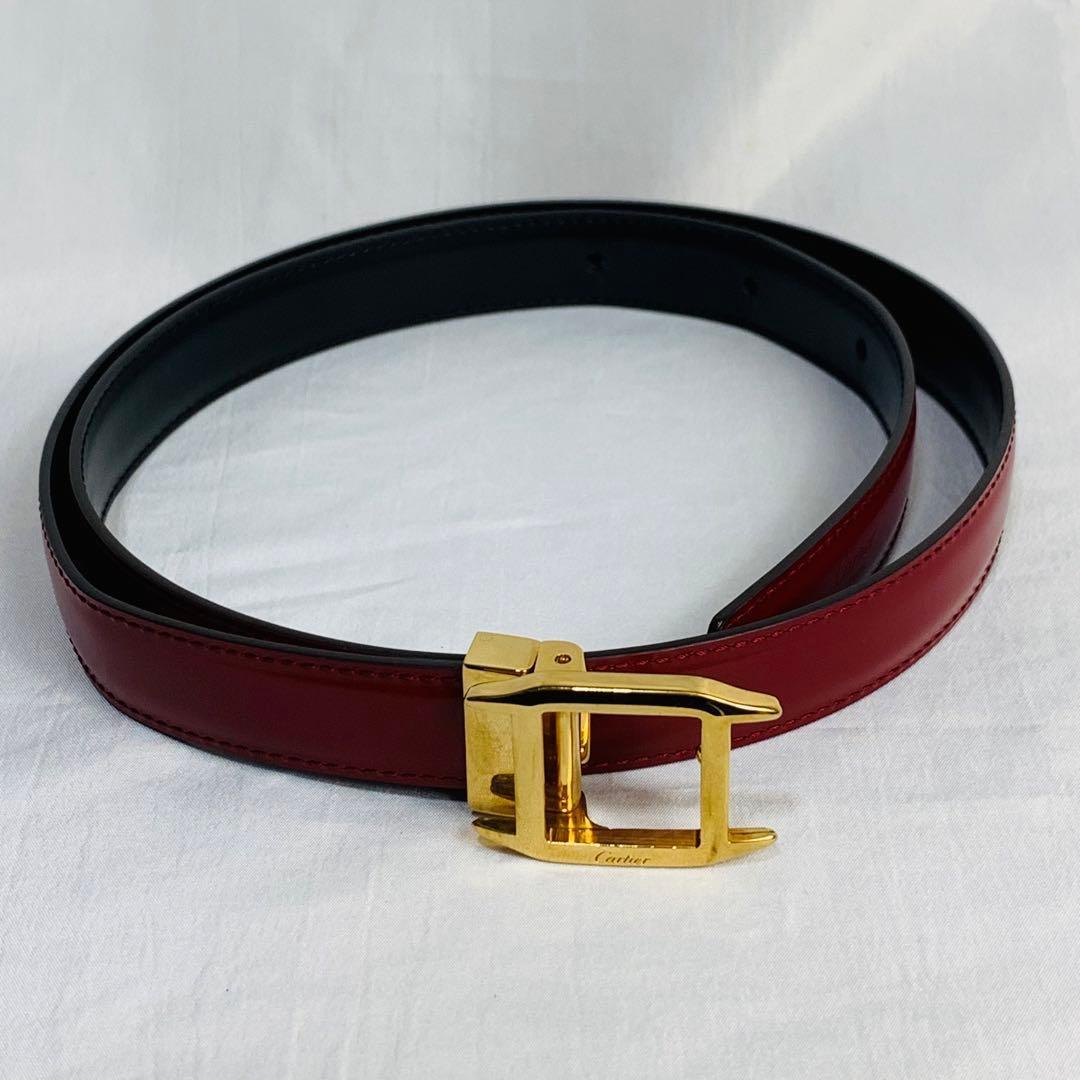極美品　カルティエ リバーシブル マストタンク ベルト レザー ボルドー