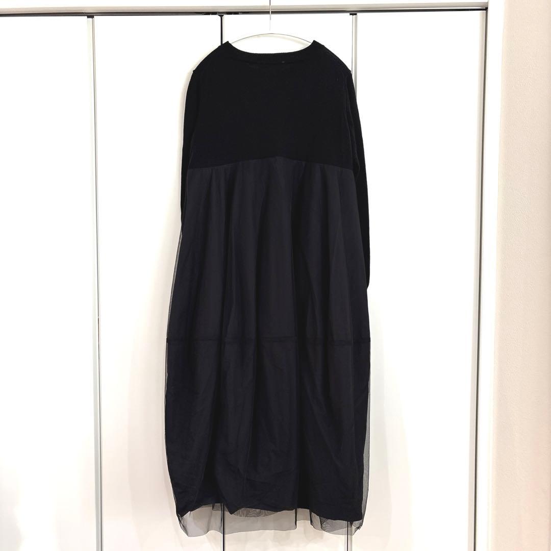 美品 ビアズリー beardsleyニットチュール マル ワンピース ブラック