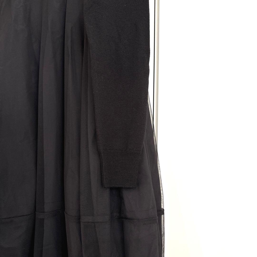 美品 ビアズリー beardsleyニットチュール マル ワンピース ブラック