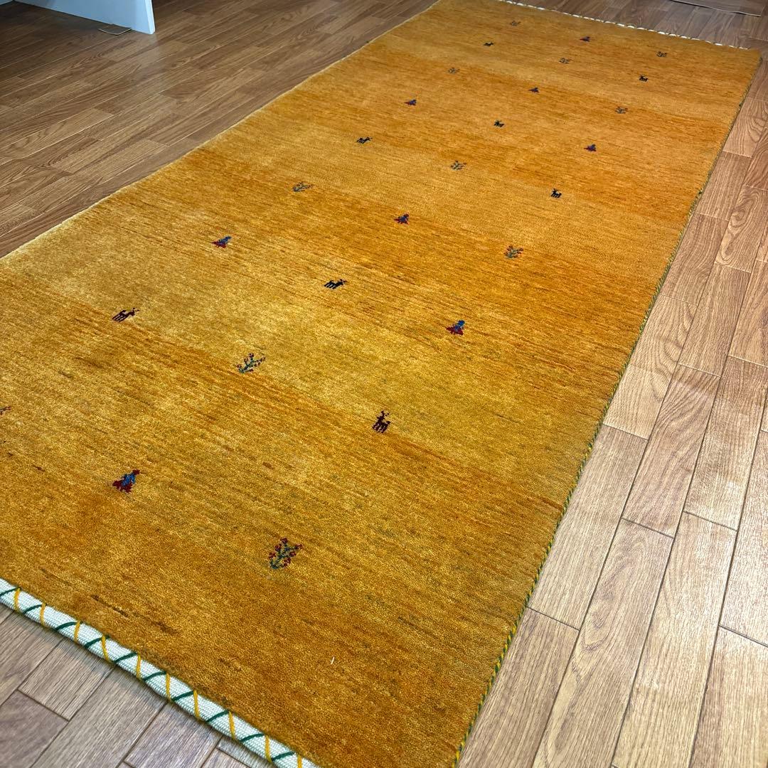 手織りペルシャ絨毯　新品　ギャッベ　215×90 ラグ　カーペット　リズバフ