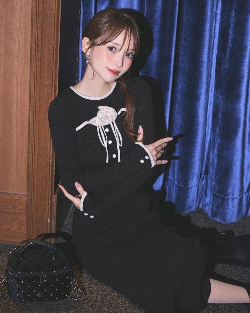 ミシェルマカロン　フラワーニットワンピース