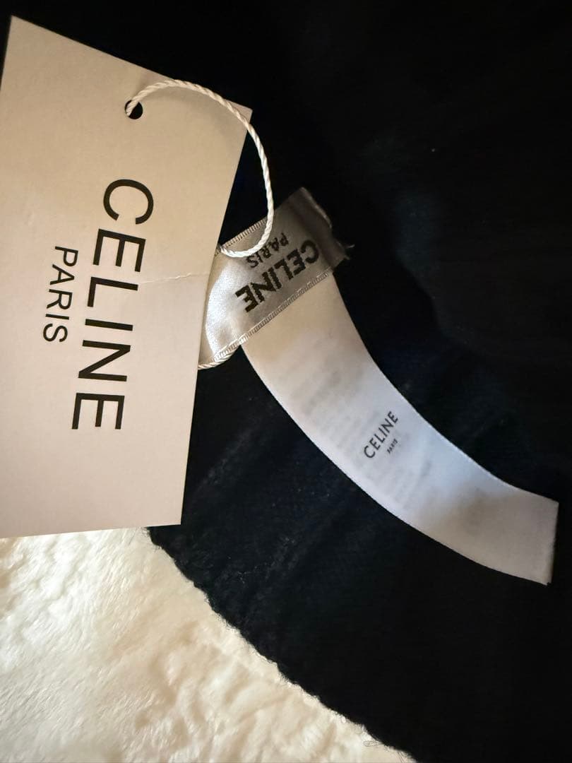 CELINE ケーブル編み ニット帽 黒