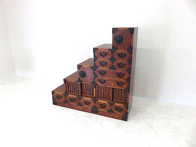 ぐ*み様 岩谷堂箪笥　藤里木工　伝統工芸士「高橋清利」作　階段箪笥　　時代箪笥/