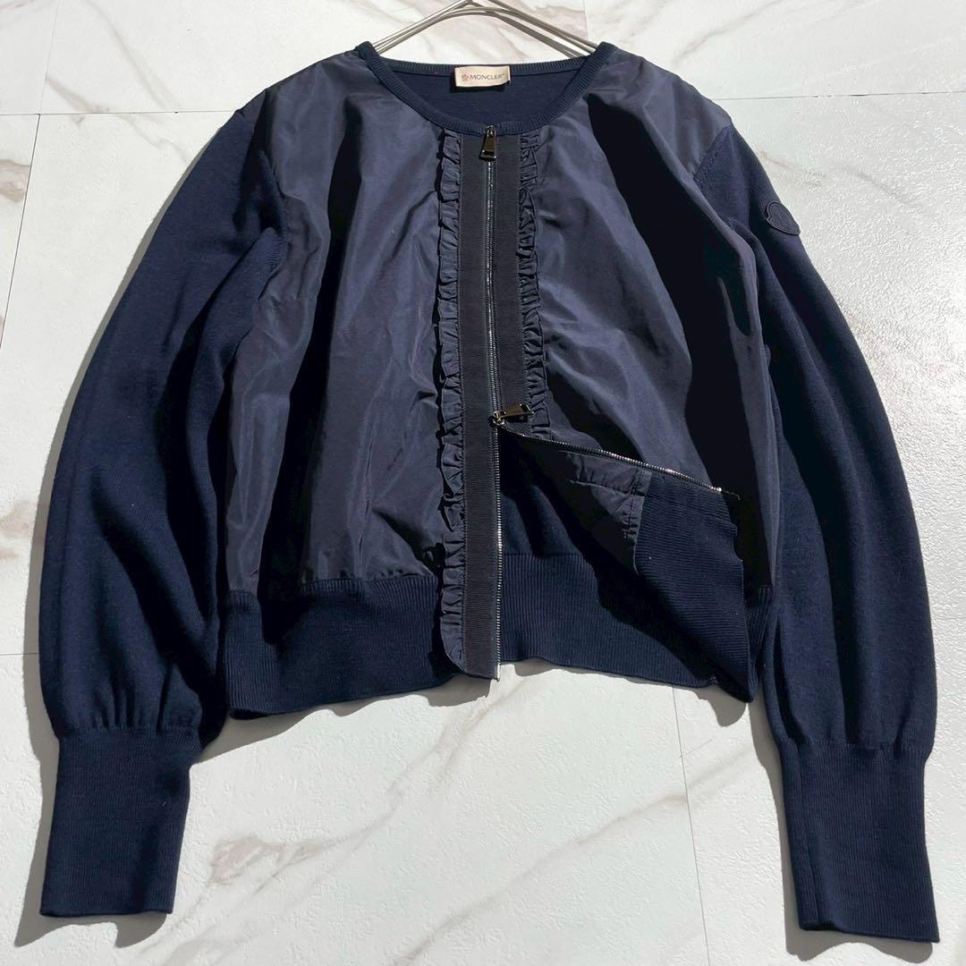 高級　モンクレール　カーディガン　ナイロン　切替　フリル　2022年