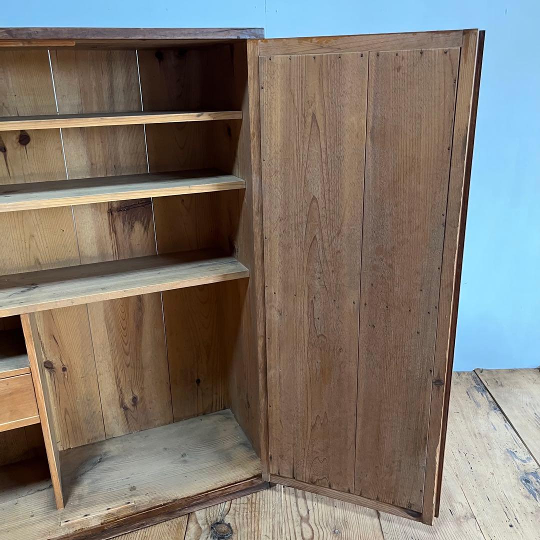 アンティーク 木製 チェスト 棚 食器棚 本棚 無垢材 カウンター