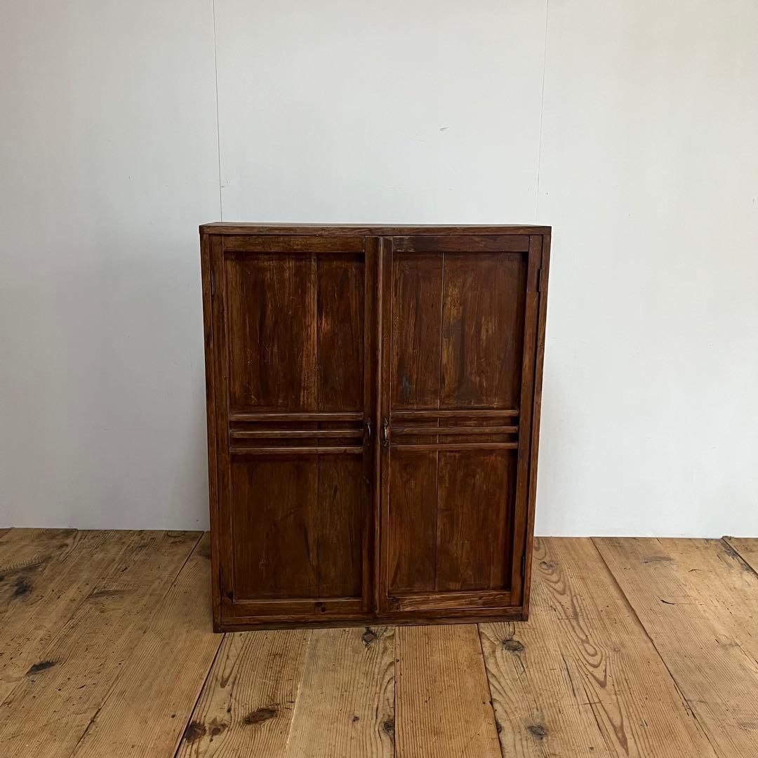 アンティーク 木製 チェスト 棚 食器棚 本棚 無垢材 カウンター