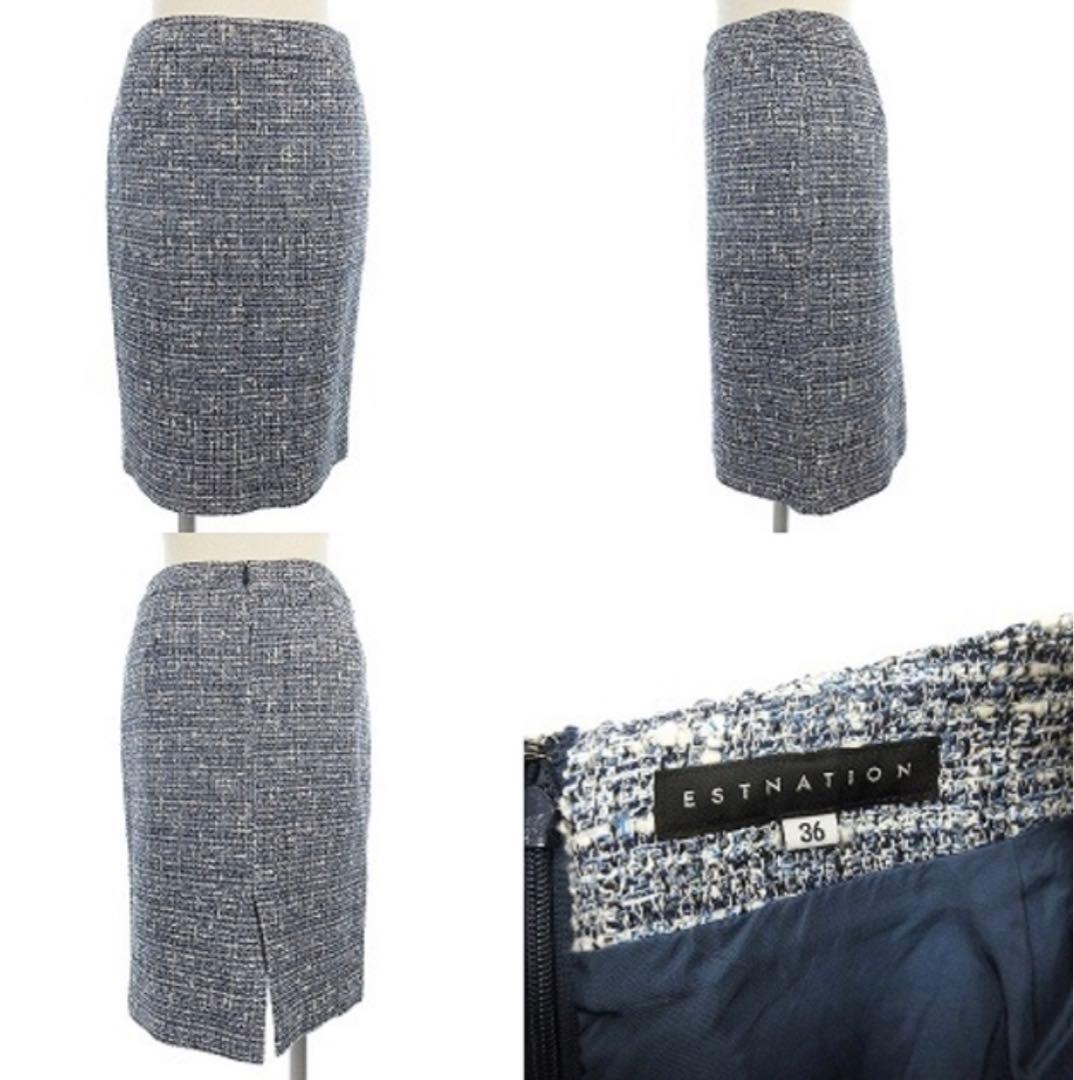 【美品】　エストネーション　ツイード　セットアップ　スーツ　ブルー　卒業　入学