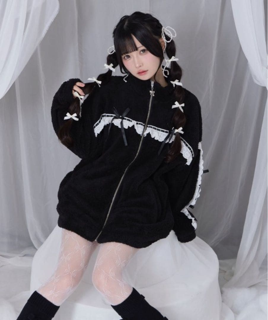 Honey Cinnamon ハニーシナモン コットンレースフェイクボアアウター