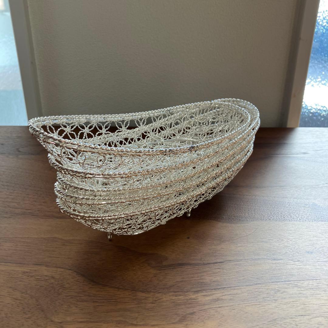 銀座WAKO 和光 銀細工 おしぼりトレイ 5個組+ バスケット付