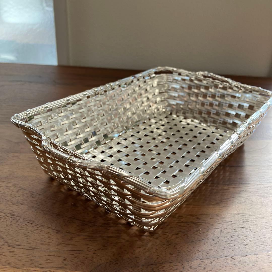 銀座WAKO 和光 銀細工 おしぼりトレイ 5個組+ バスケット付