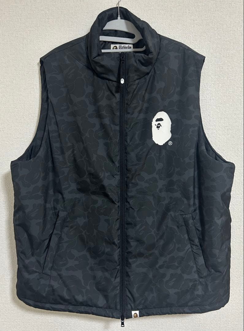 【未使用品】A BATHING APE エイプ カモフラ ダウンベスト XL 黒