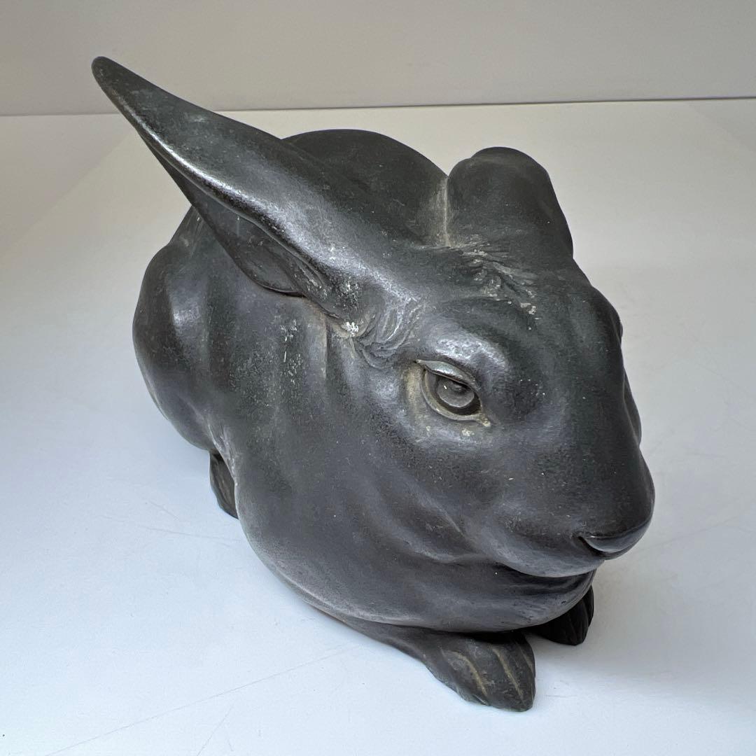 専用　義勝在銘　ブロンズ銅製ウサギ置物　1491g 東Y8-0130☆2Fトヒカ