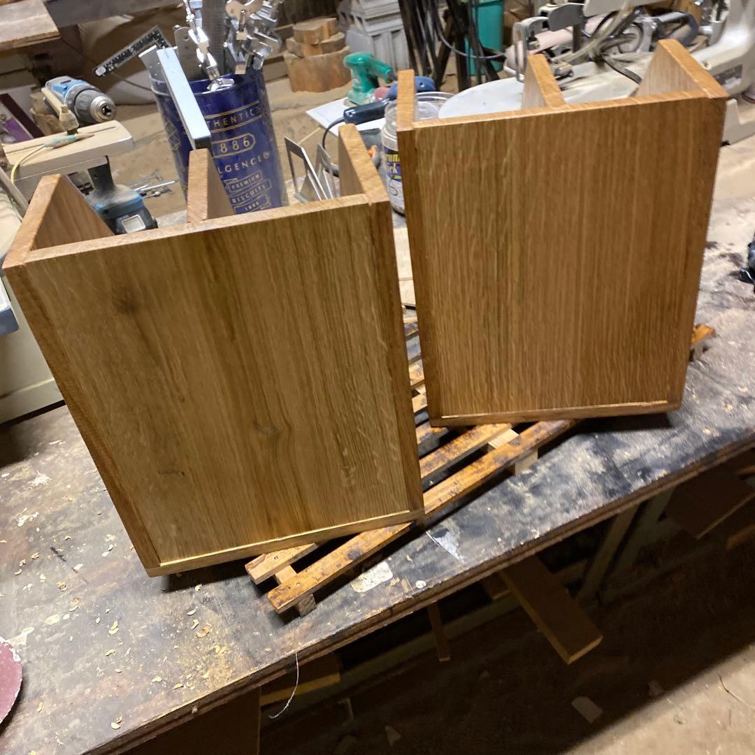 木製ブックスタンドとティッシュボックス ホワイトオーク無垢　オーダー品2点