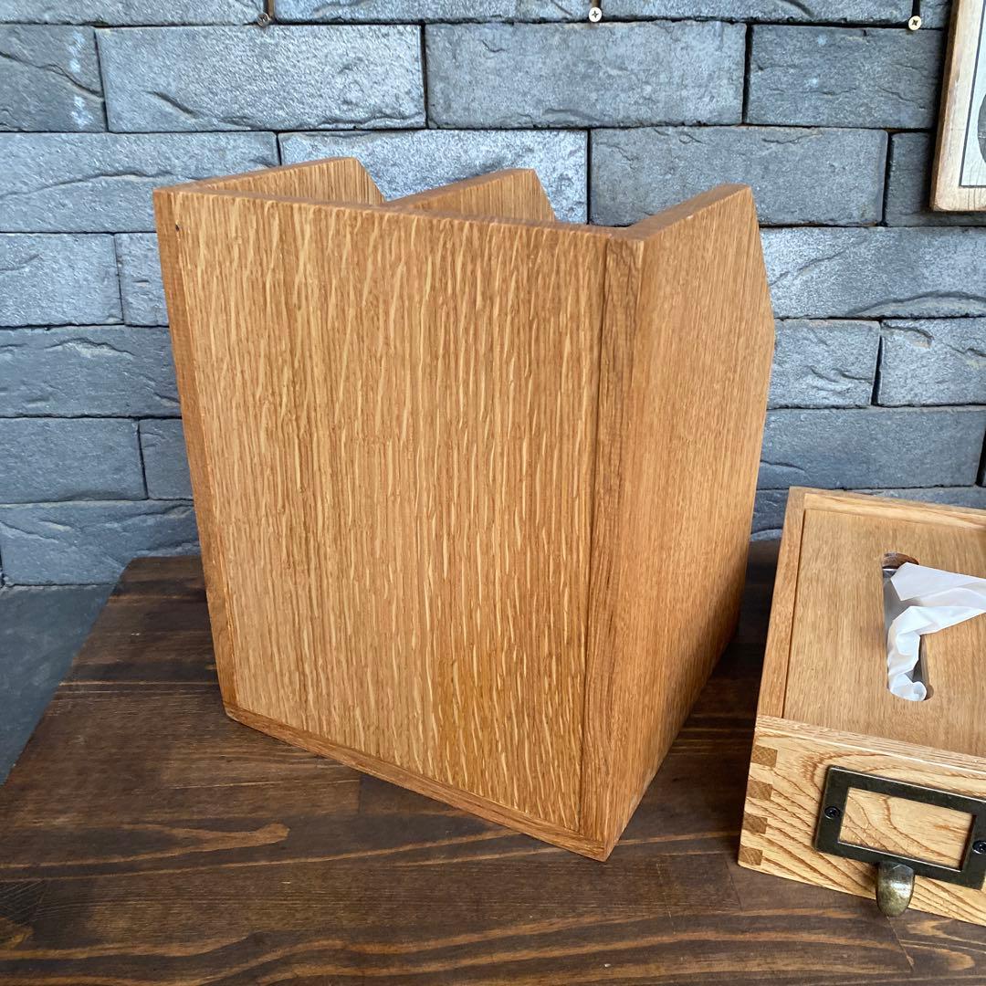 木製ブックスタンドとティッシュボックス ホワイトオーク無垢　オーダー品2点