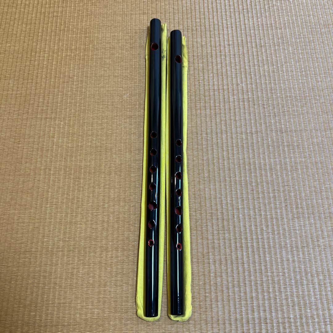 篠笛丸山 6・7本半調子 唄用（ドレミ調）黒漆 2本セット ※専用笛袋付