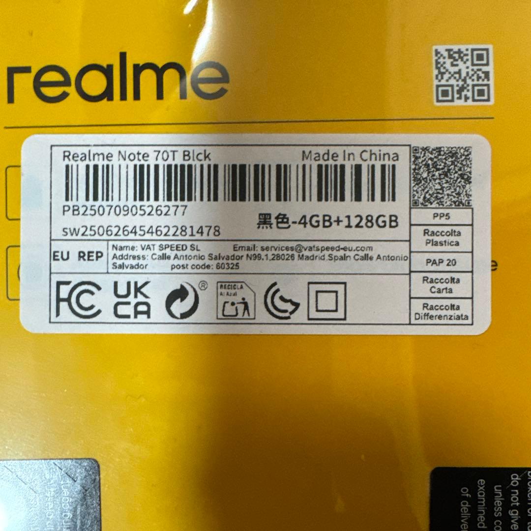 realme Note 70T 4GB/128GB オブシディアンブラック