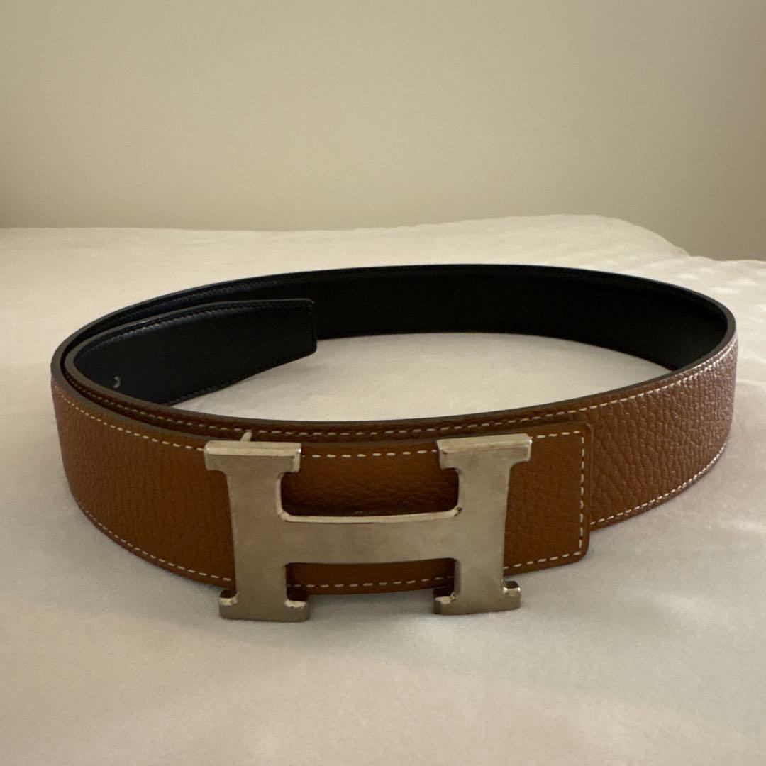 最終お値下げHERMES H型バックル ブラウンレザーベルト
