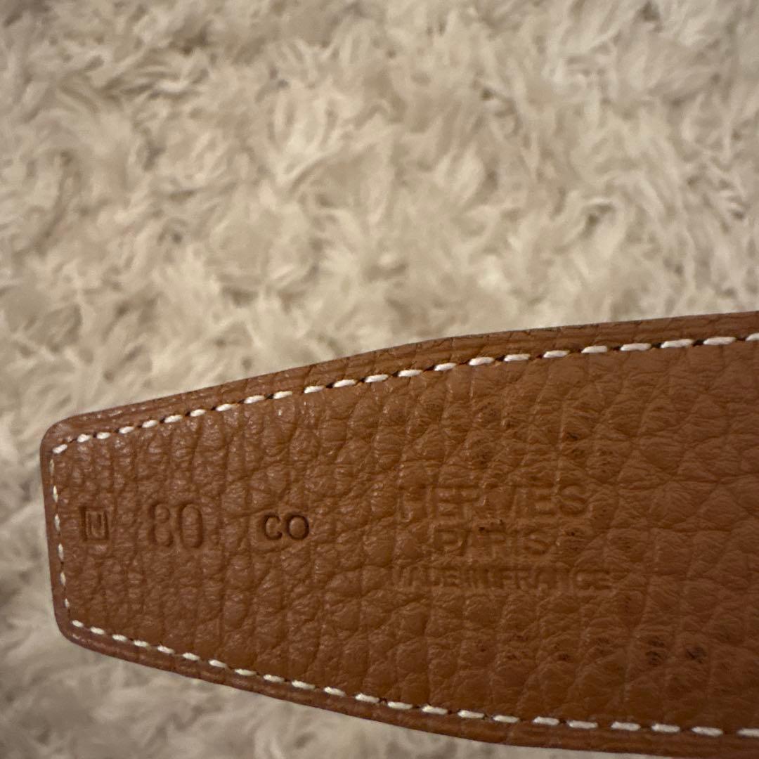 最終お値下げHERMES H型バックル ブラウンレザーベルト