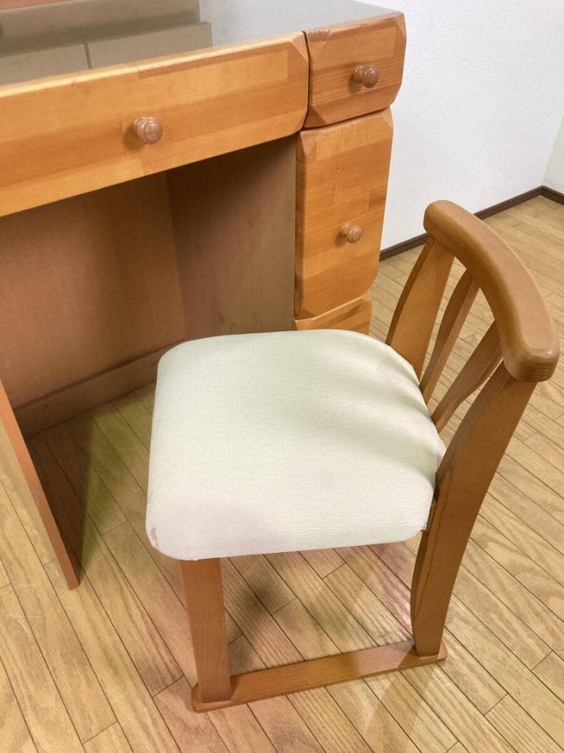 ニトリ レスティⅡ 3面鏡 三面鏡 ドレッサー 照明 イス付き ライトブラウン